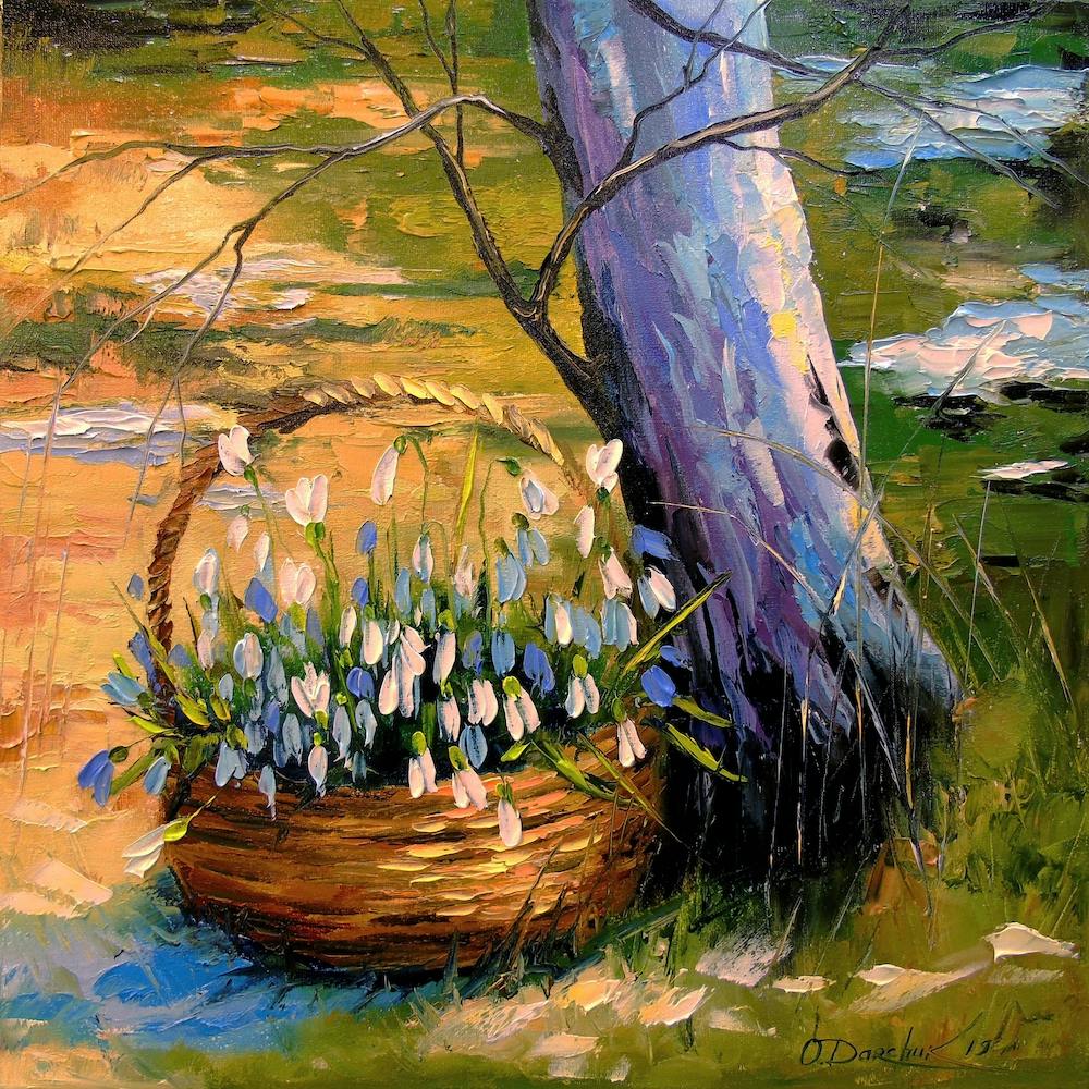 Basket of snowdrops