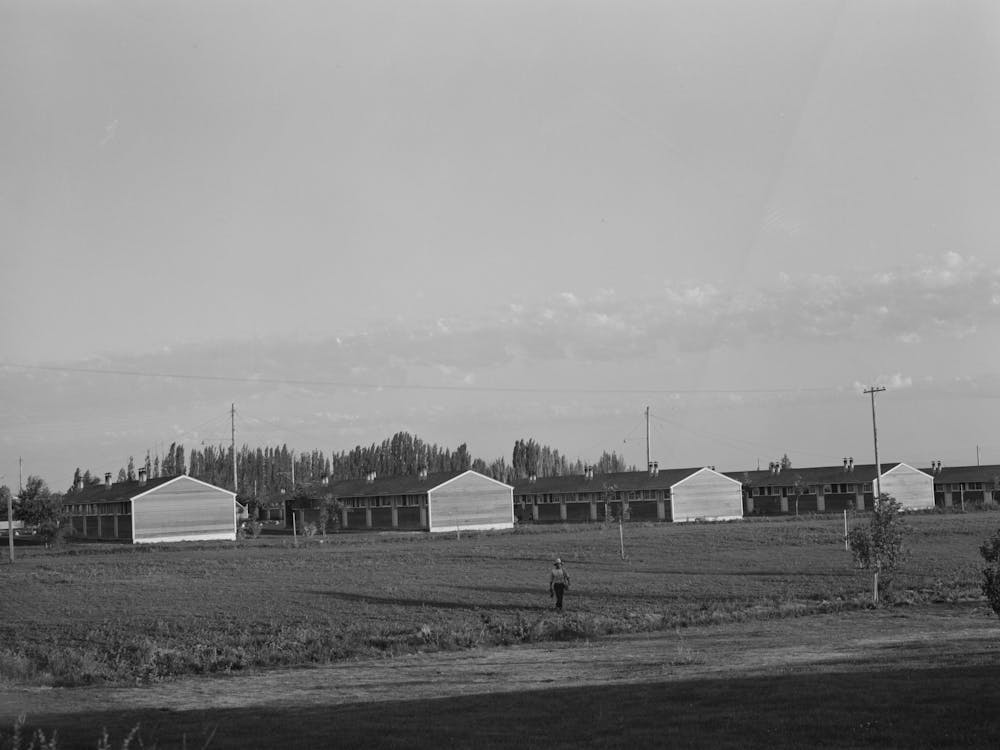 Twin Falls, Idaho Fsa (Farm Security Administration) Farm Workers Camp Row Shelters In Which The Japanese Liv