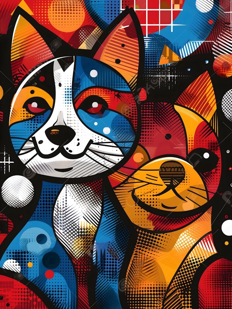 Cats In Space, Vibrant, Bold Colors, Pop Art