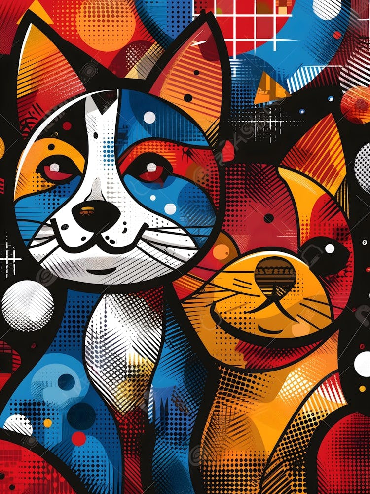 Cats In Space, Vibrant, Bold Colors, Pop Art