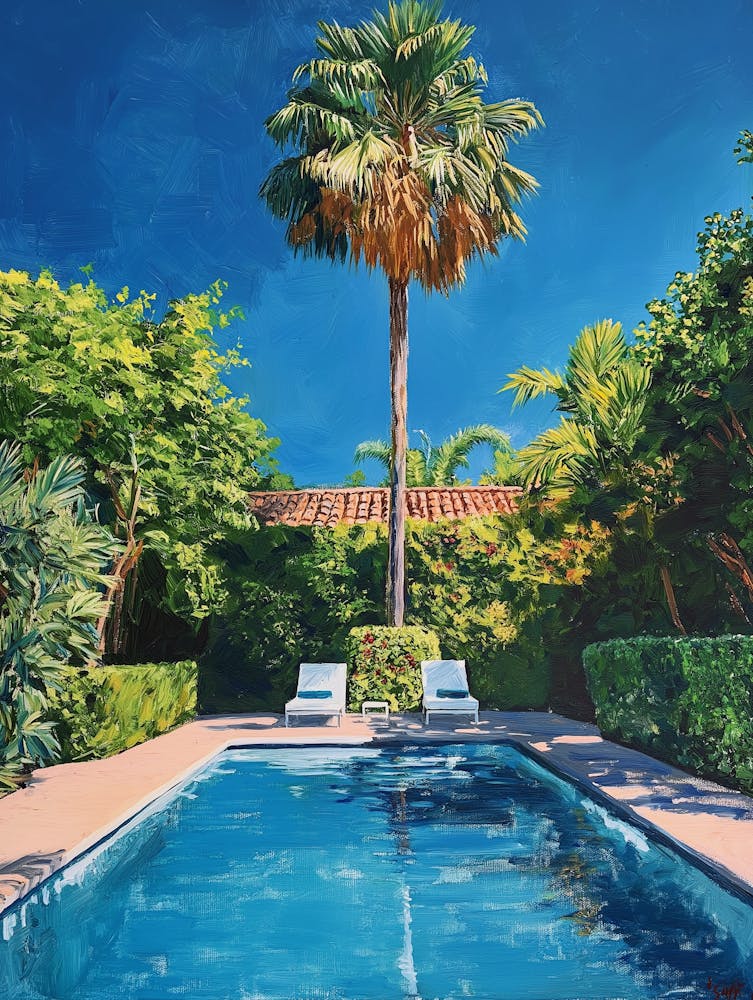 Swimming Pool Oil Painting