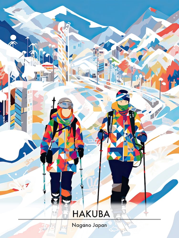 Hakuba   Nagano Japan, Ski Resort Poster Illustration 0