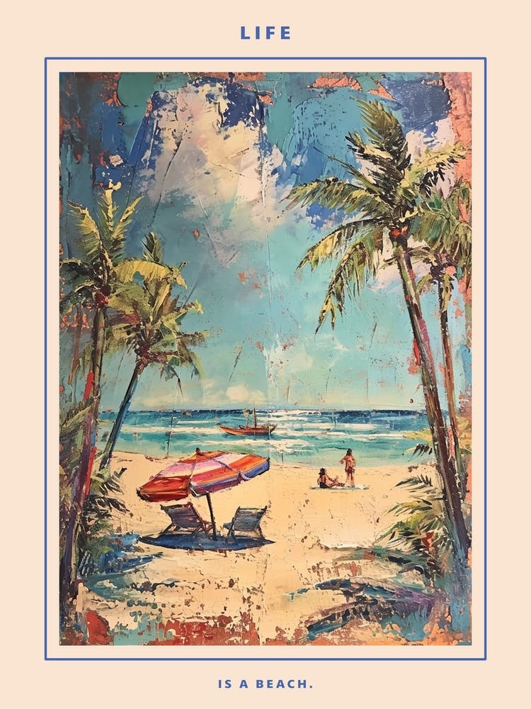 Retro Beach Scene Poster 1