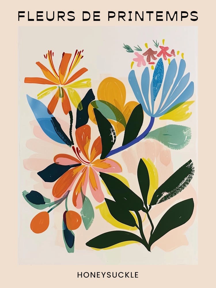 Spring Floral French Poster  Honeysuckle 3