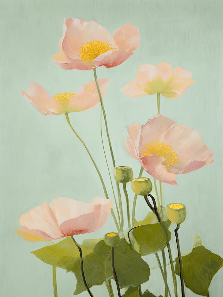 Lotus Flowers Acrylic Painting In Pastel Colours 11