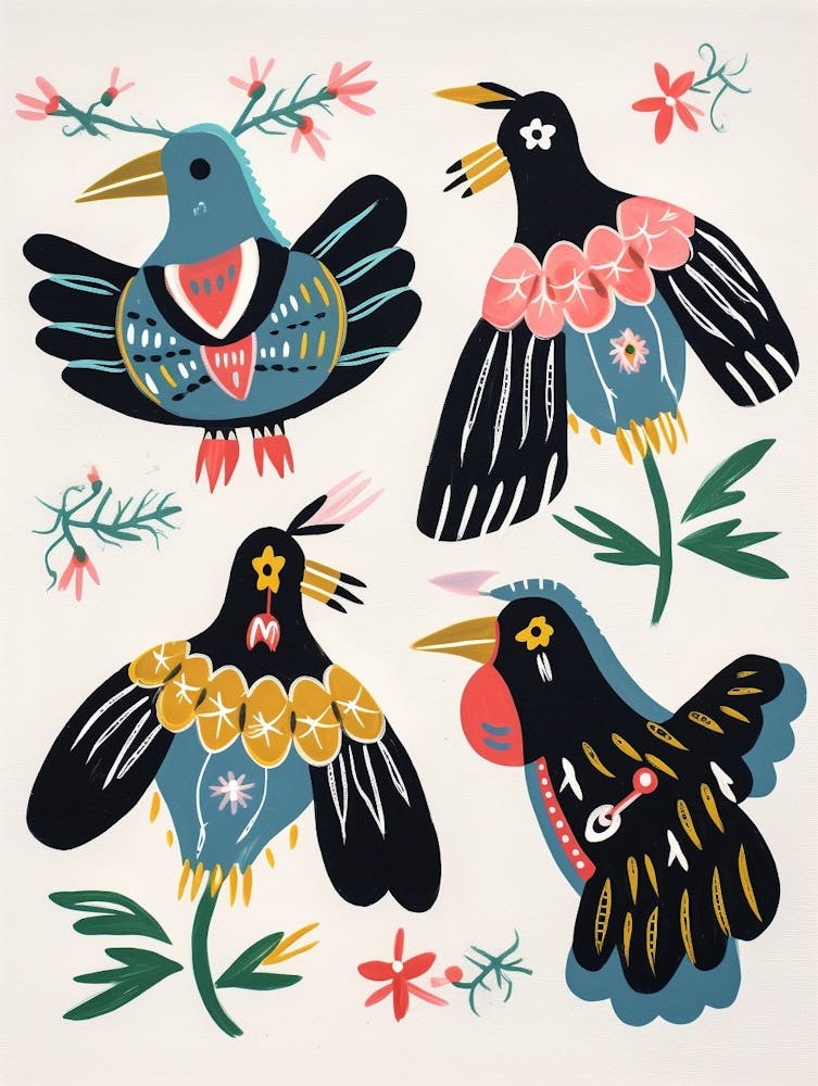 Folk Style Bird Painting Coot 3