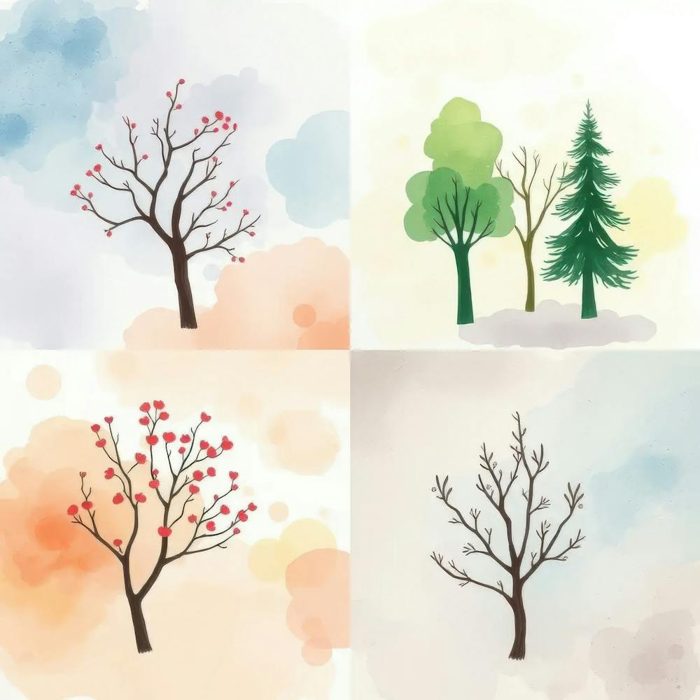 Watercolor Autumn Trees