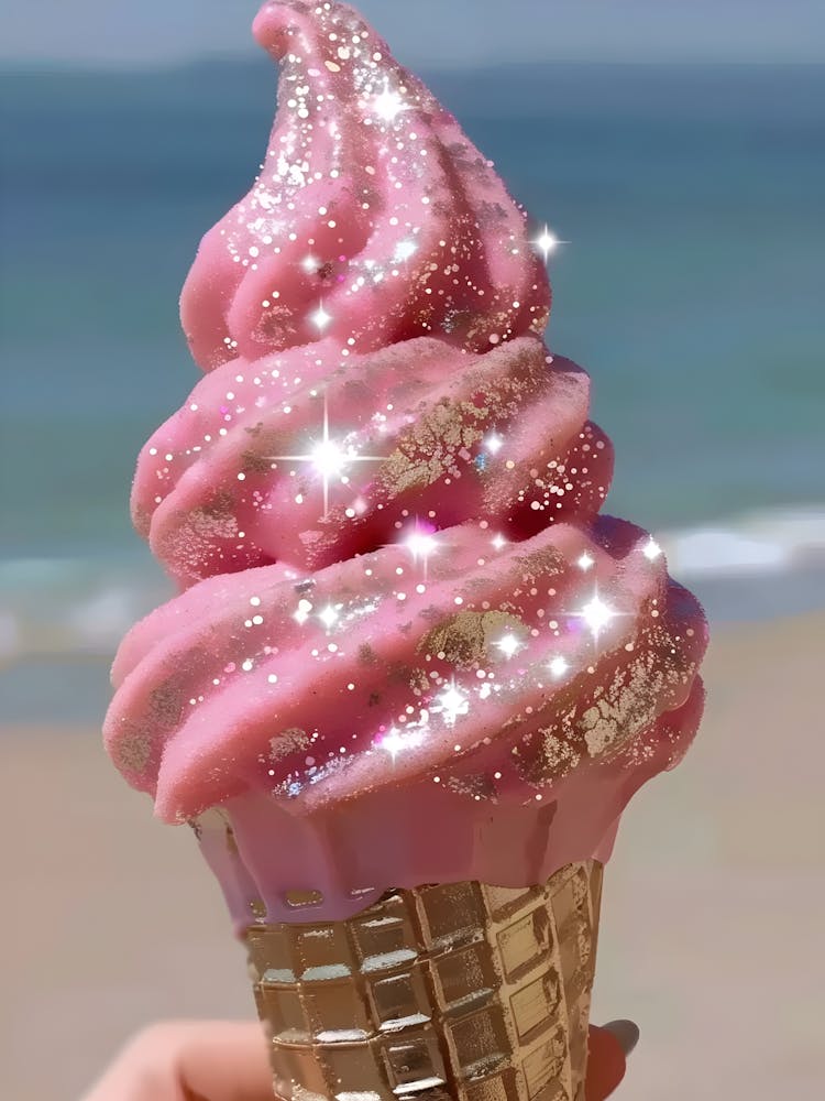 Pink Ice Cream Cone
