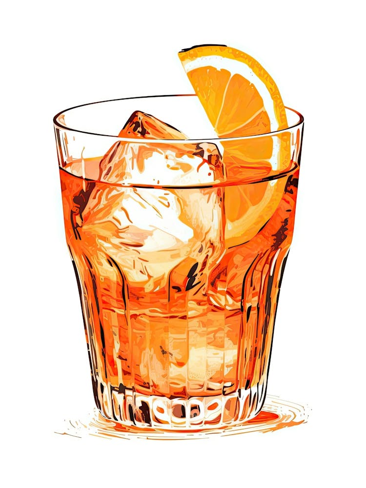 Watercolour Aperol Spritz Floral Infusion Cocktail 2