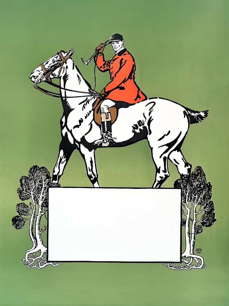 Equestrian On Horse With Design Space, Edward Penfield