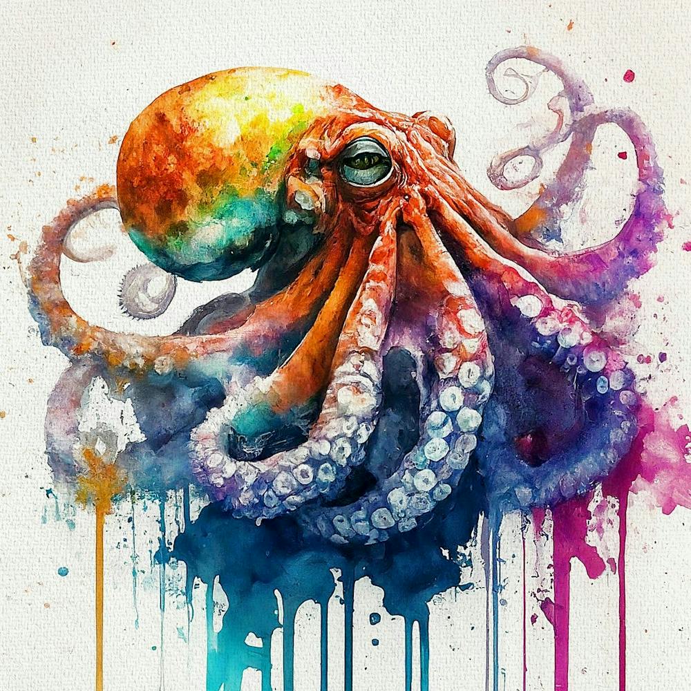 Colorful Octopus Watercolor Painting