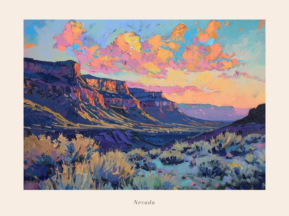 Western Sunset Landscapes Nevada 1 Poster