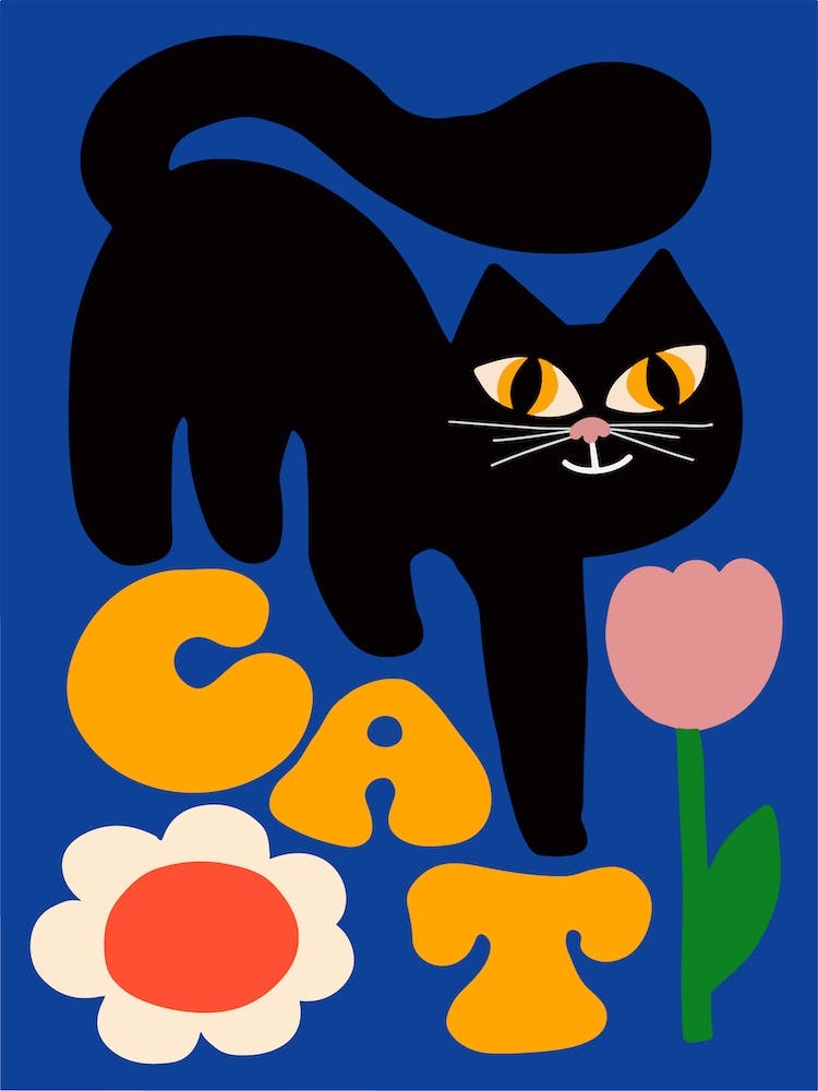 Cat And Tulip