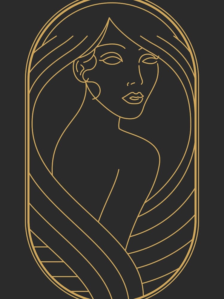 Art Deco Woman 1 Minimalist Black & Gold