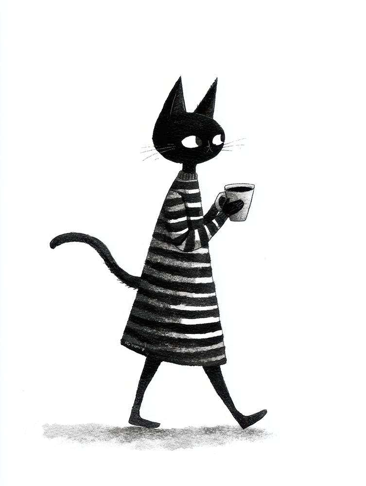 Cat In Striped Dress 2