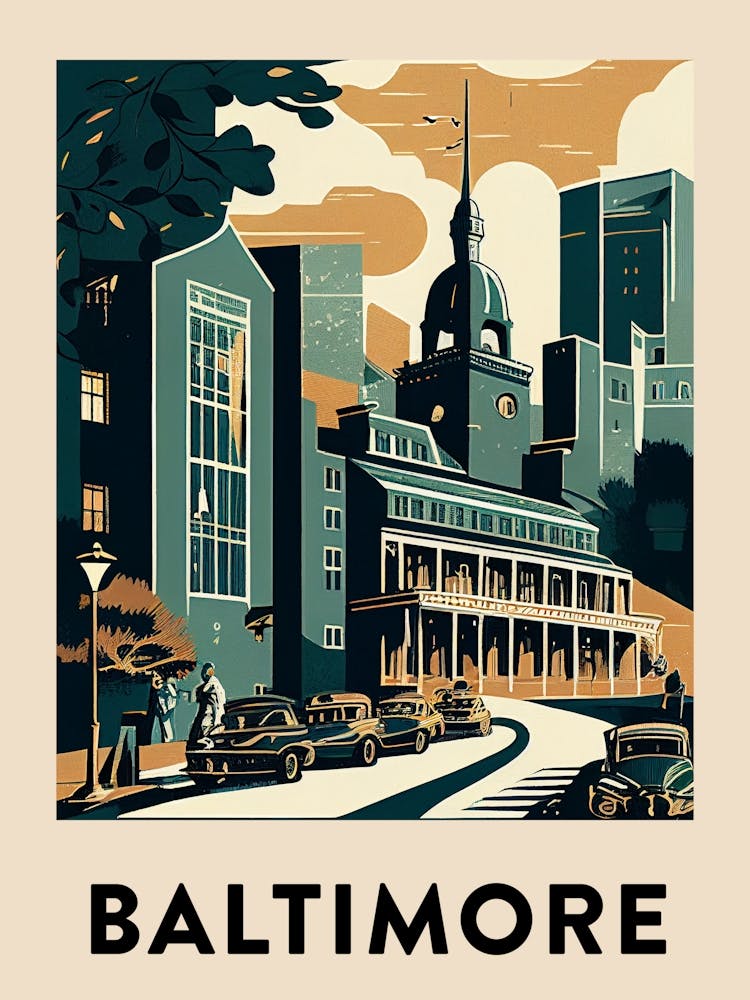 Baltimore Midcentury Travel Poster