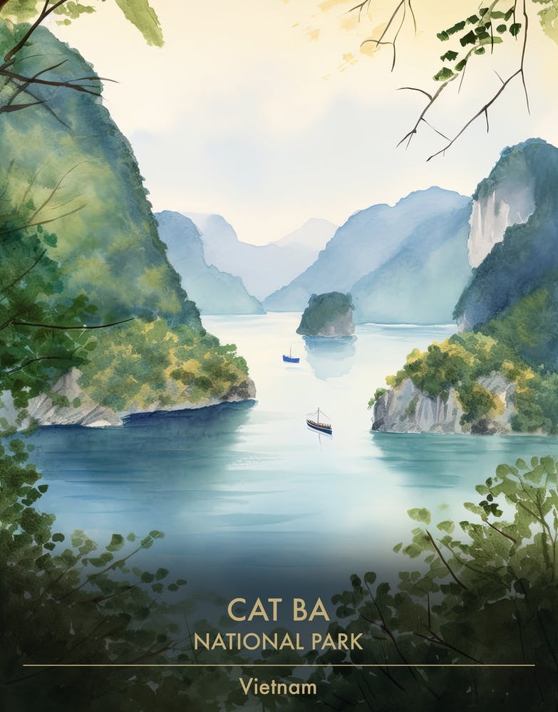 Cat Ba National Park Vietnam Watercolour 3