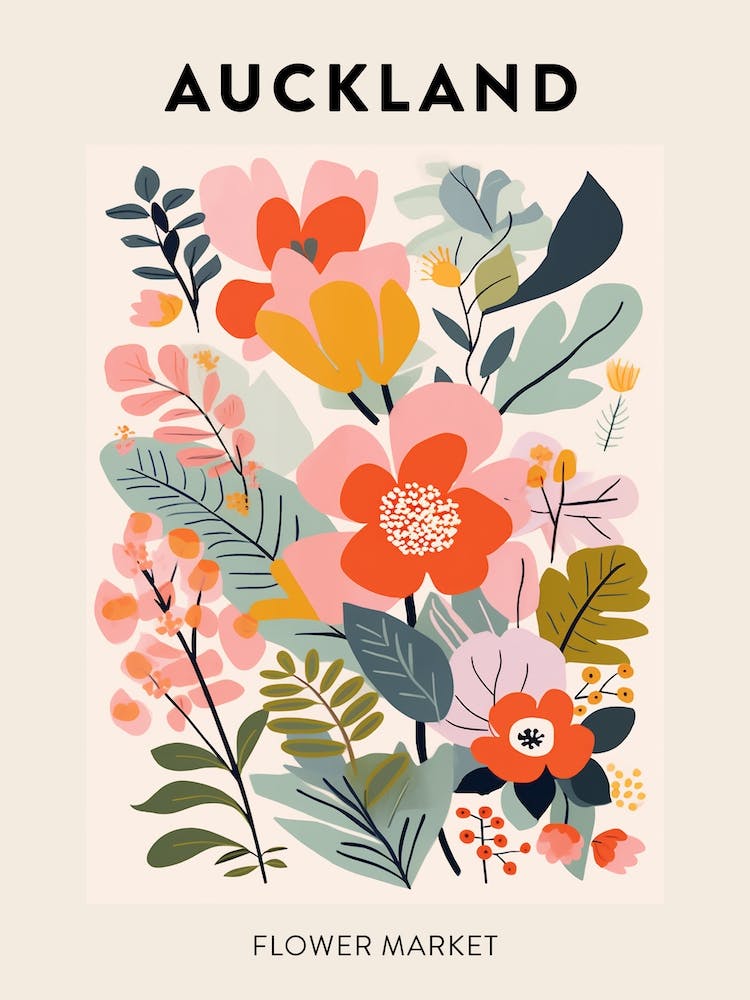 Flower Market Poster Auckland New Zealand