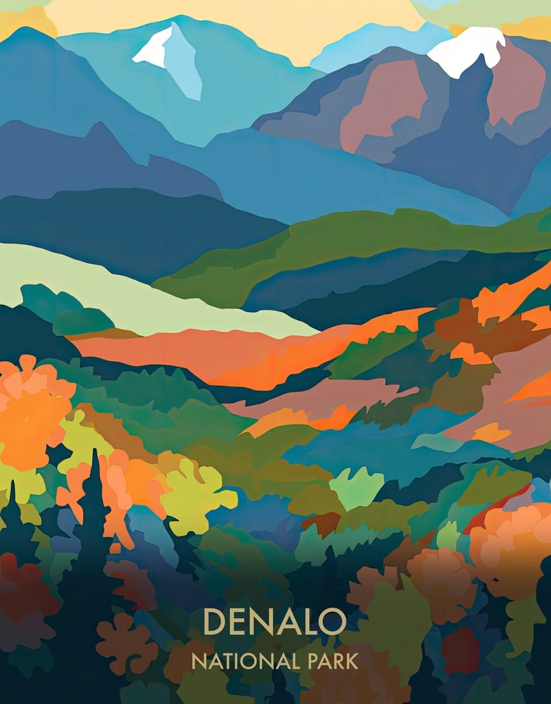 Denalo National Park Travel Poster Matisse Style 2