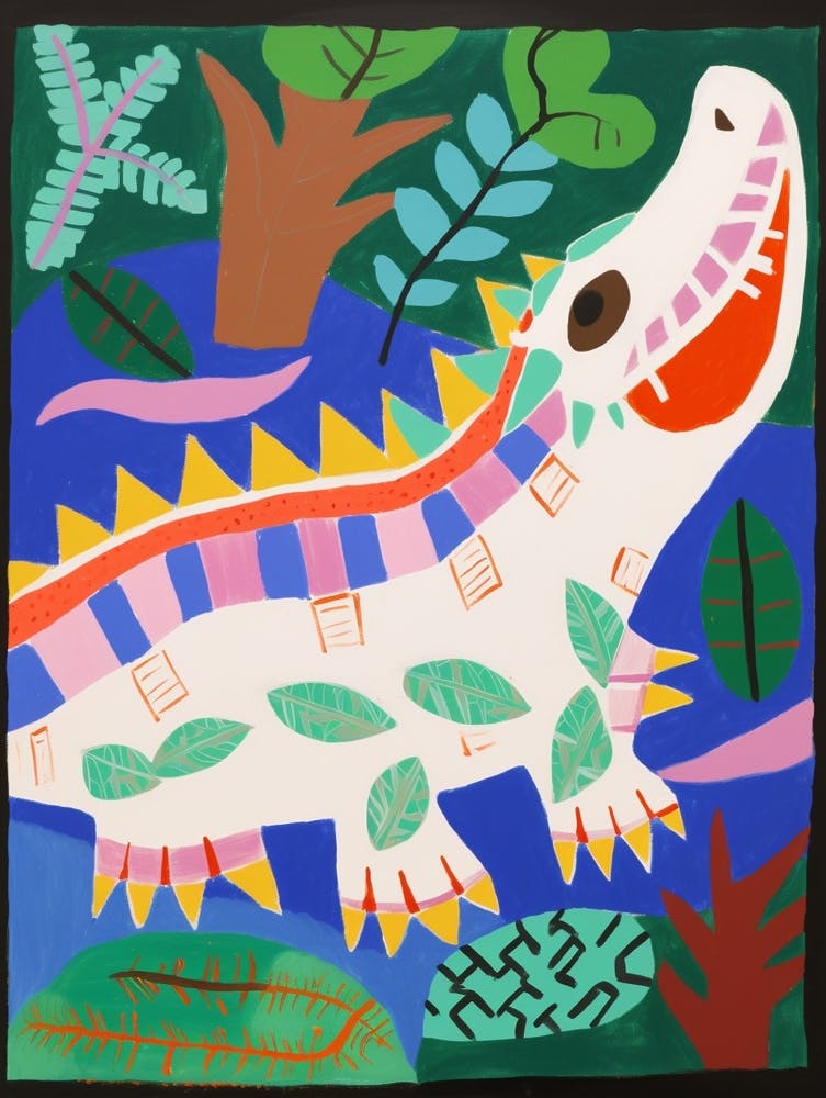 Peinture Animalière Maximaliste - Crocodile 3