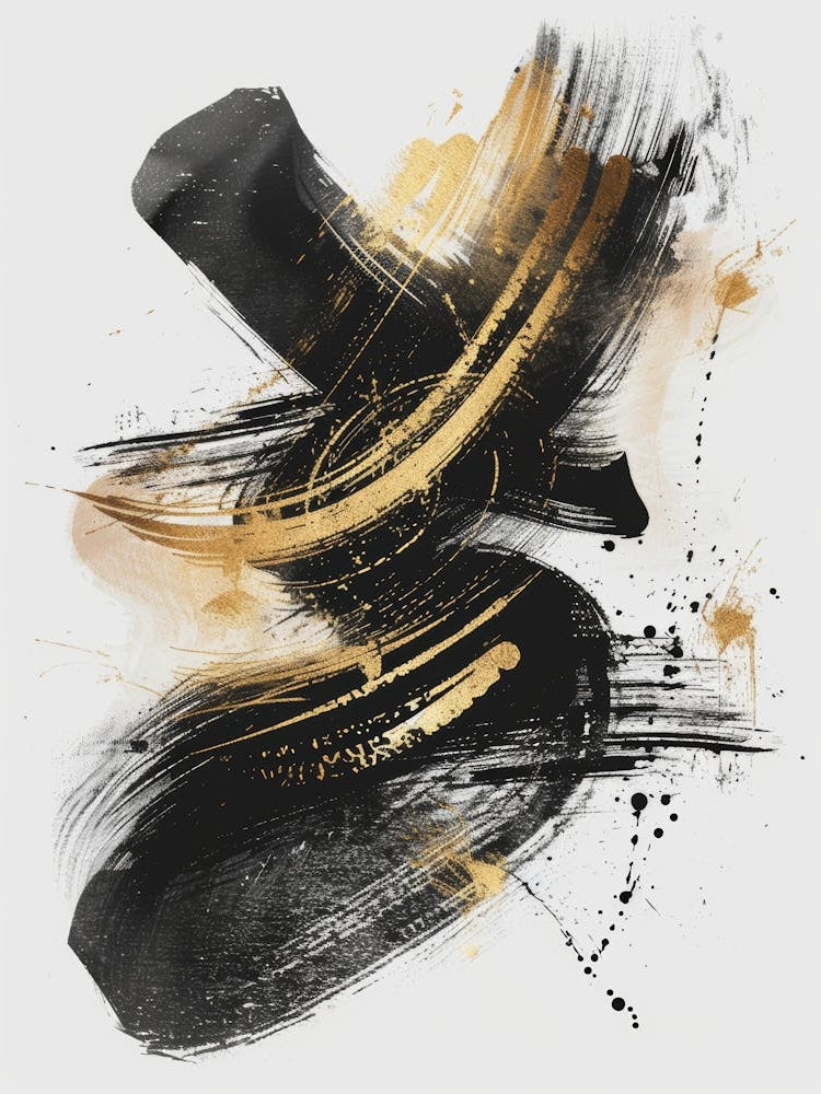 Abstract Black And Gold Painting 44