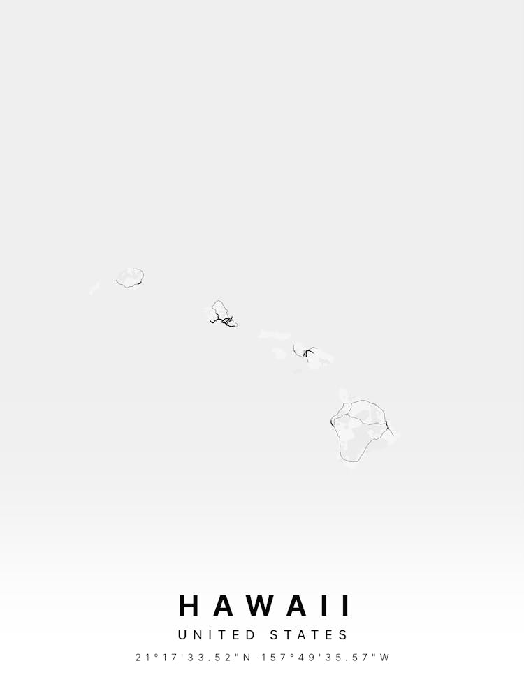 Hawaii United States White Map