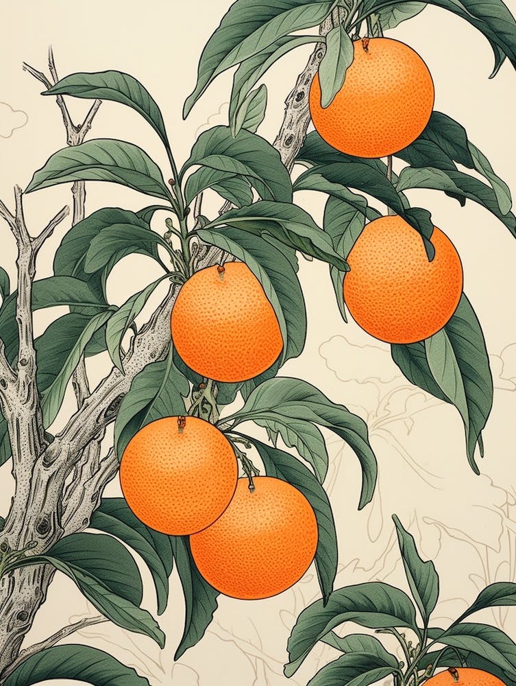 Tachibana Mandarin Orange 1 Vintage Japanese Botanical