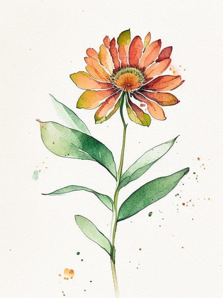 Zinnia Leaf Minimalist Watercolour