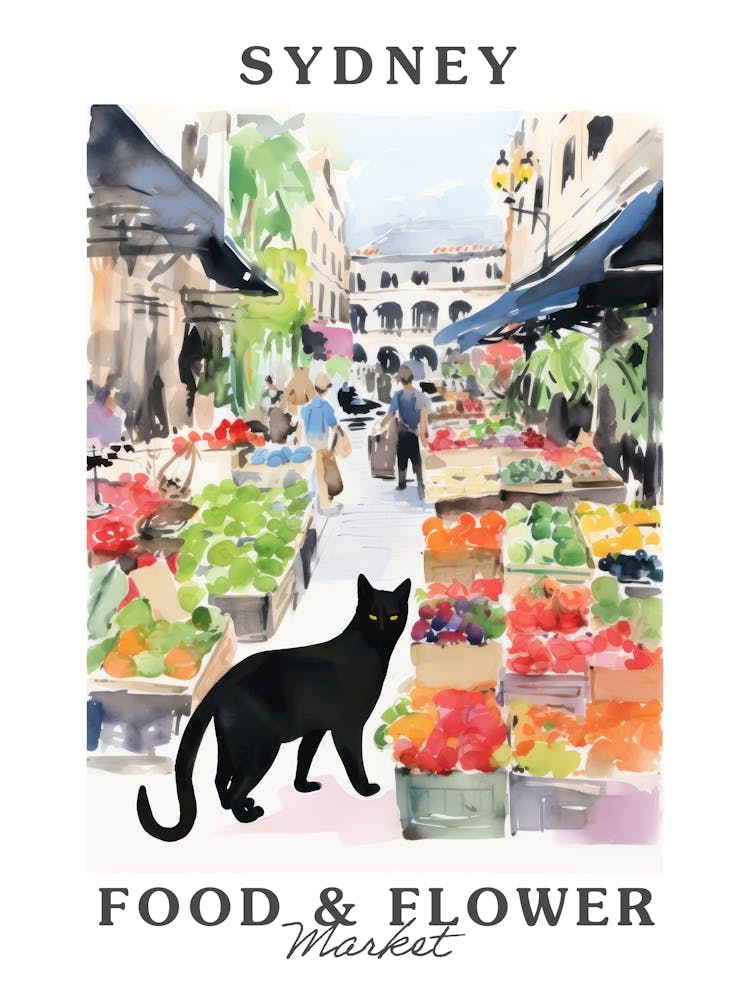 Food Market With Cats In Sydney 2 Poster