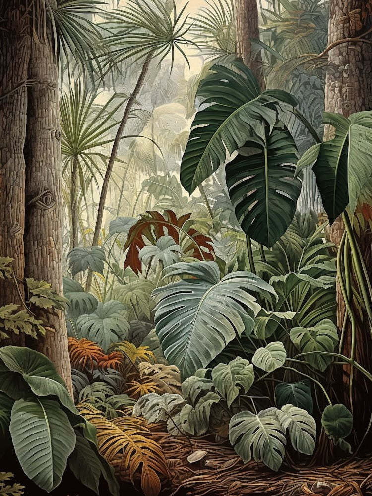 Vintage Jungle Botanical Illustration Monstera 2