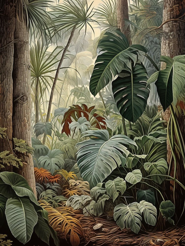 Vintage Jungle Botanical Illustration Monstera 2