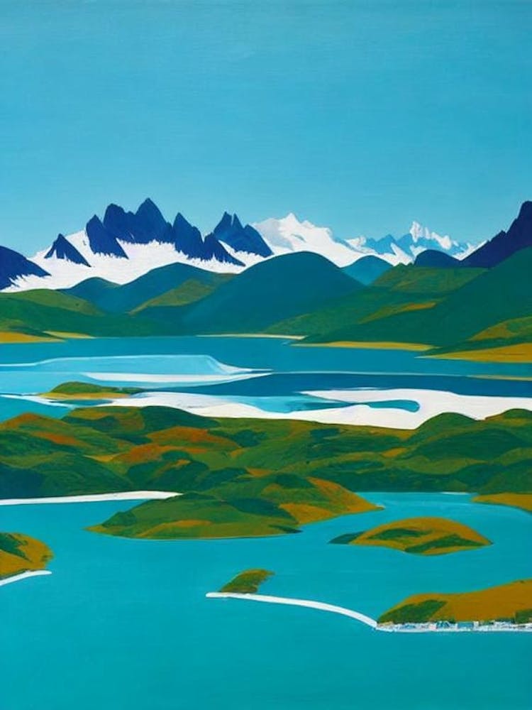 Los Glaciares National Park Argentina Blue Oil Painting 1 