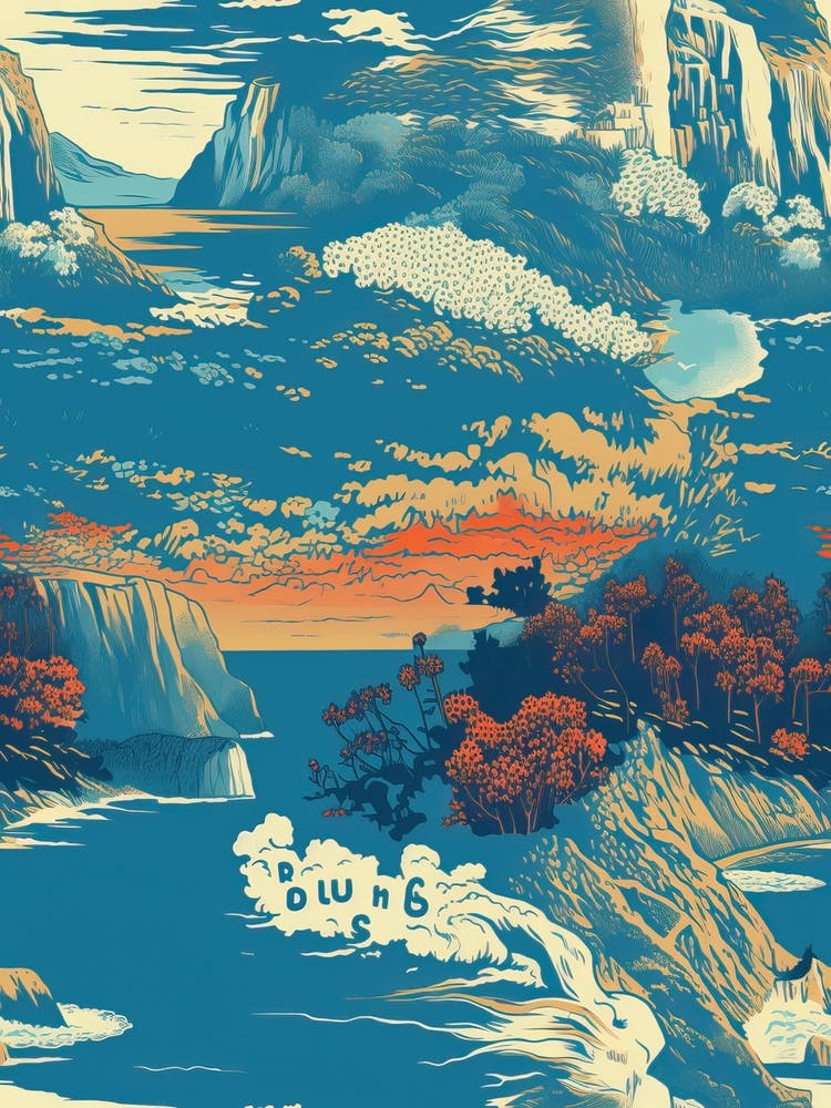 Big Sur, California, Inspired Travel Pattern 2