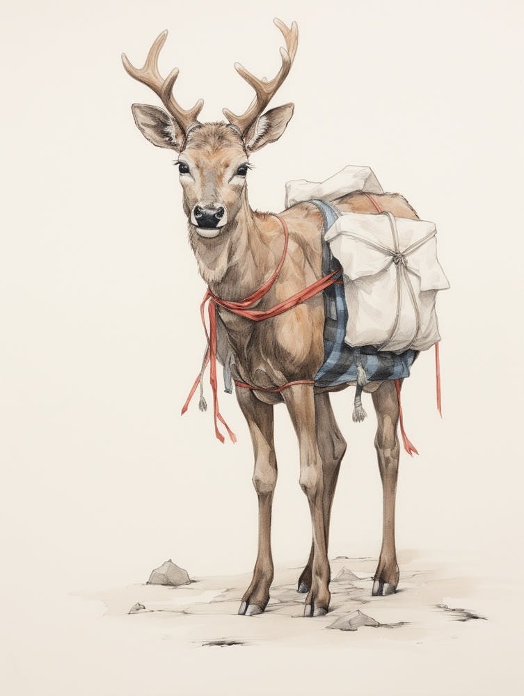 Storybook Animal Watercolour Caribou 1