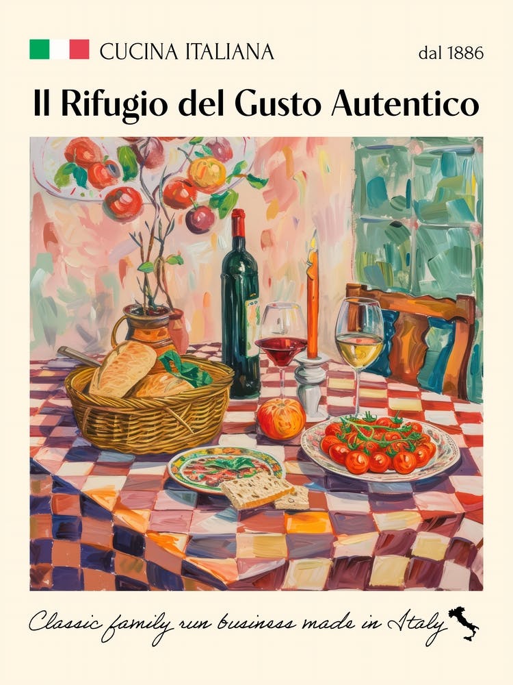 Il Rifugio Del Gusto Autentico Trattoria Italian Poster Food Kitchen