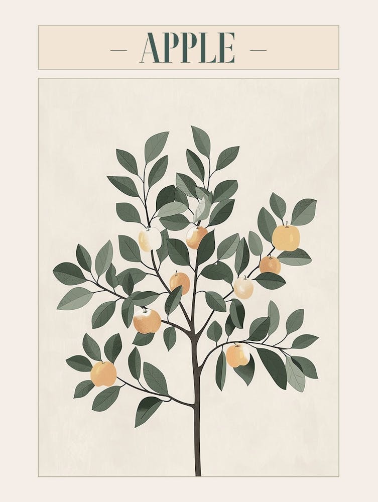 Apple Tree Minimal Japandi Illustration 8 Poster