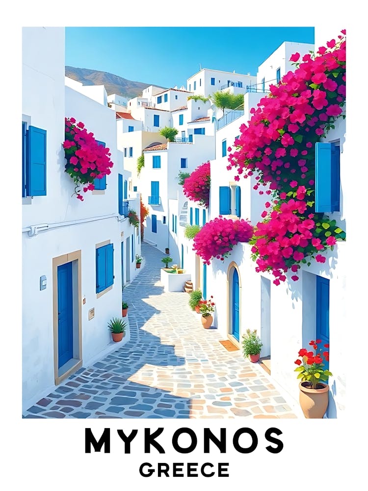 Mykonos - Greece Vintage Travel Poster 28