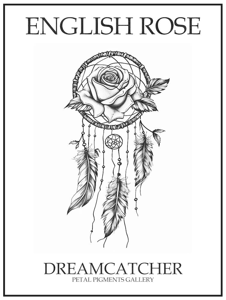 English Rose Dreamcatcher Dessin au trait 2 Affiche