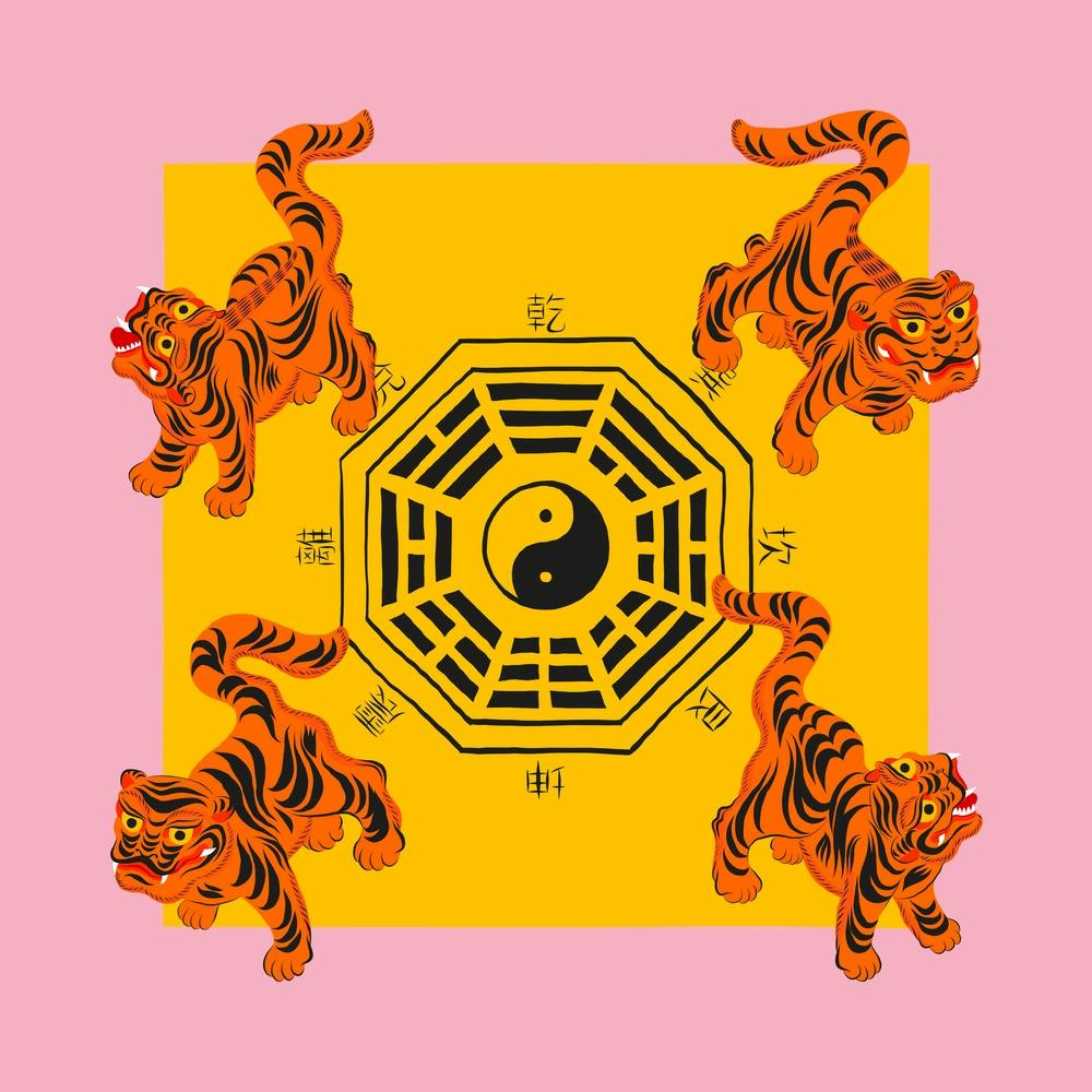 Bagua Tigers Pink Square