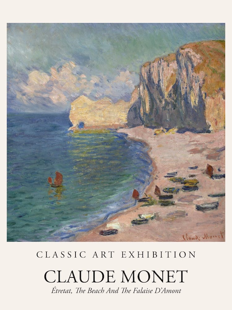 Etretat, The Beach And The Falaise Damont Poster