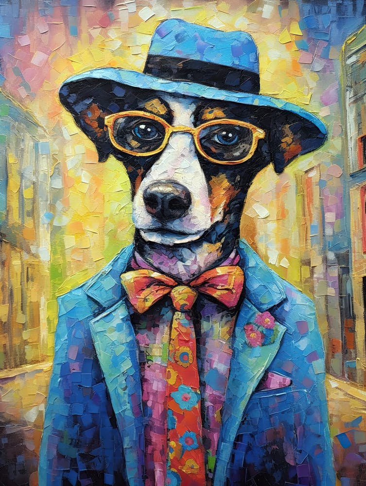 Toile Chien Chic; Un Chef-d'œuvre à l'Huile d'un Chien