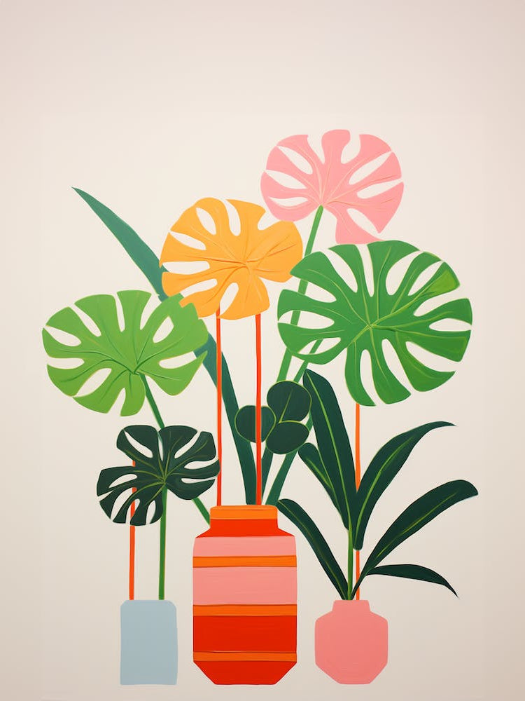 Matisse Inspired Houseplants Botanical Bathroom Poster