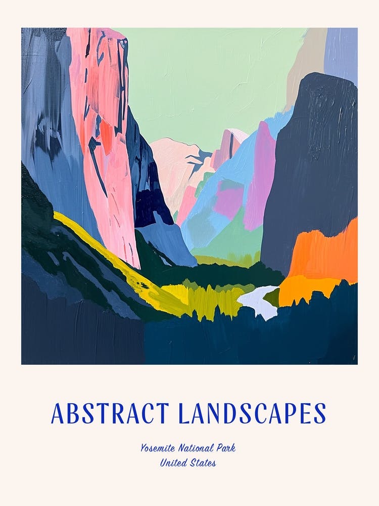 Colourful Abstract Yosemite National Park Usa 4 Poster Blue