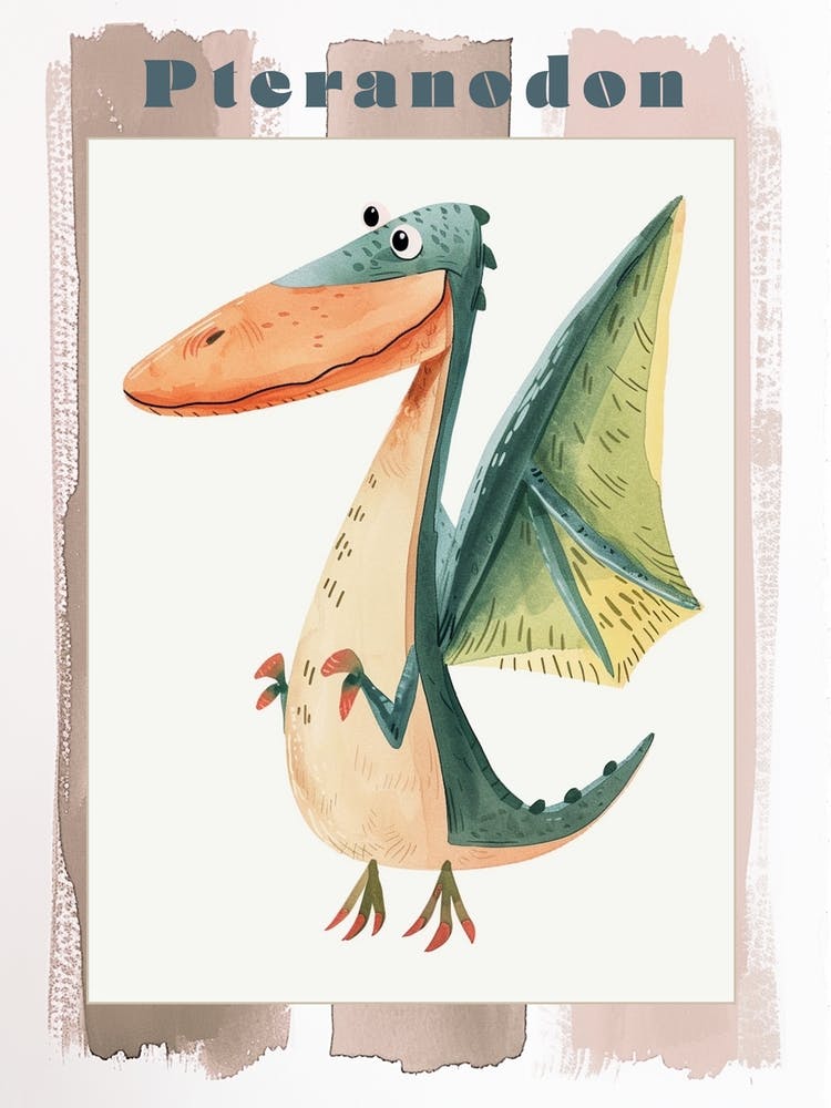Pteranodon Dinosaur Cute Watercolour 1 Poster
