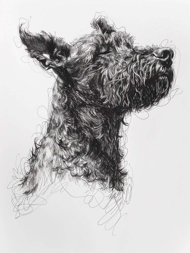 Furry Short Haired Dog Line Sketch 2