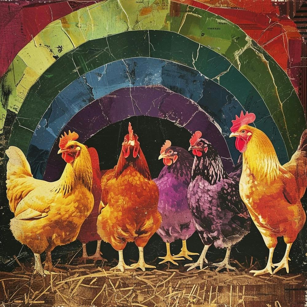 Retro Kitsch Rooster Collage 1