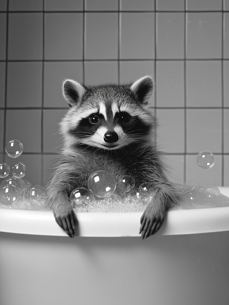 Raccoon In The Bath