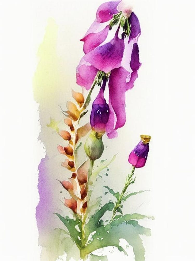 Foxglove Wildflower Watercolour 2