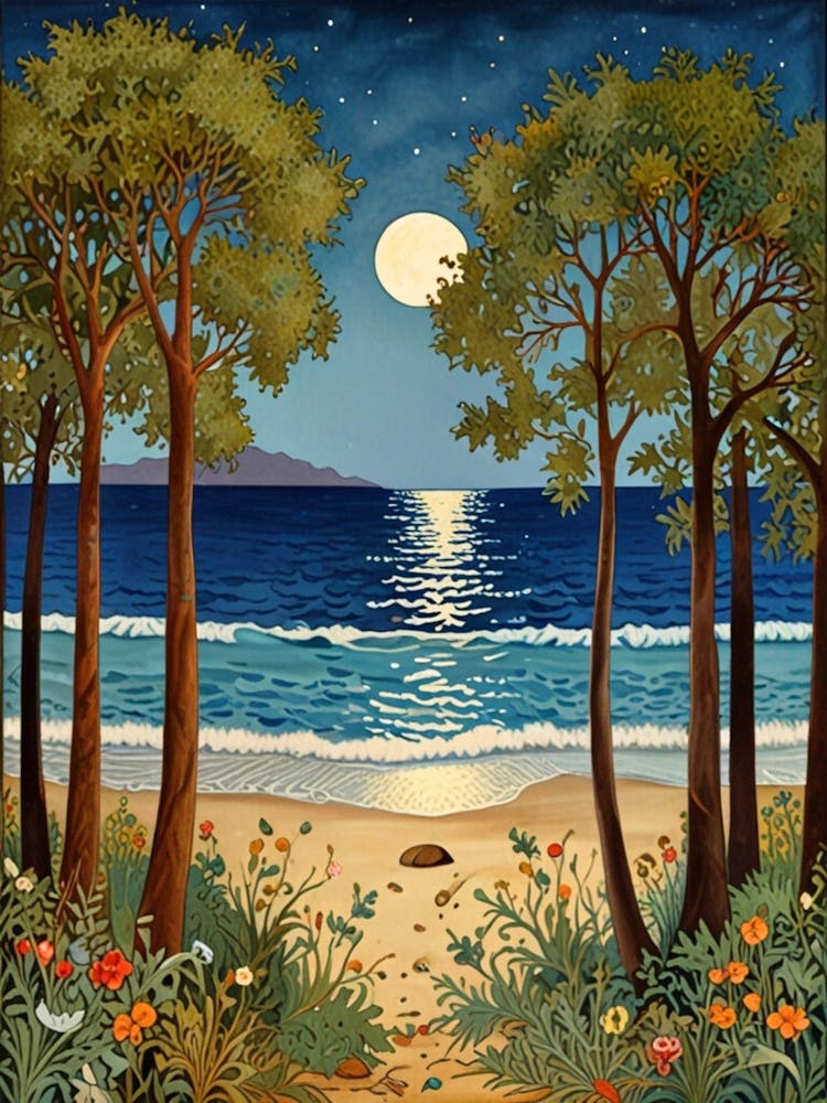William Morris Moonlight On The Beach 3