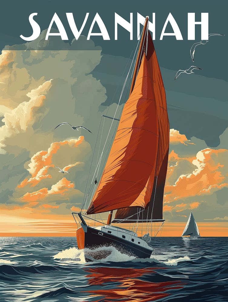 Vintage Savannah Travel Poster